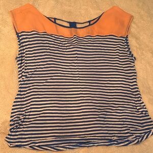 Mine Blue and Orange Striped Blouse